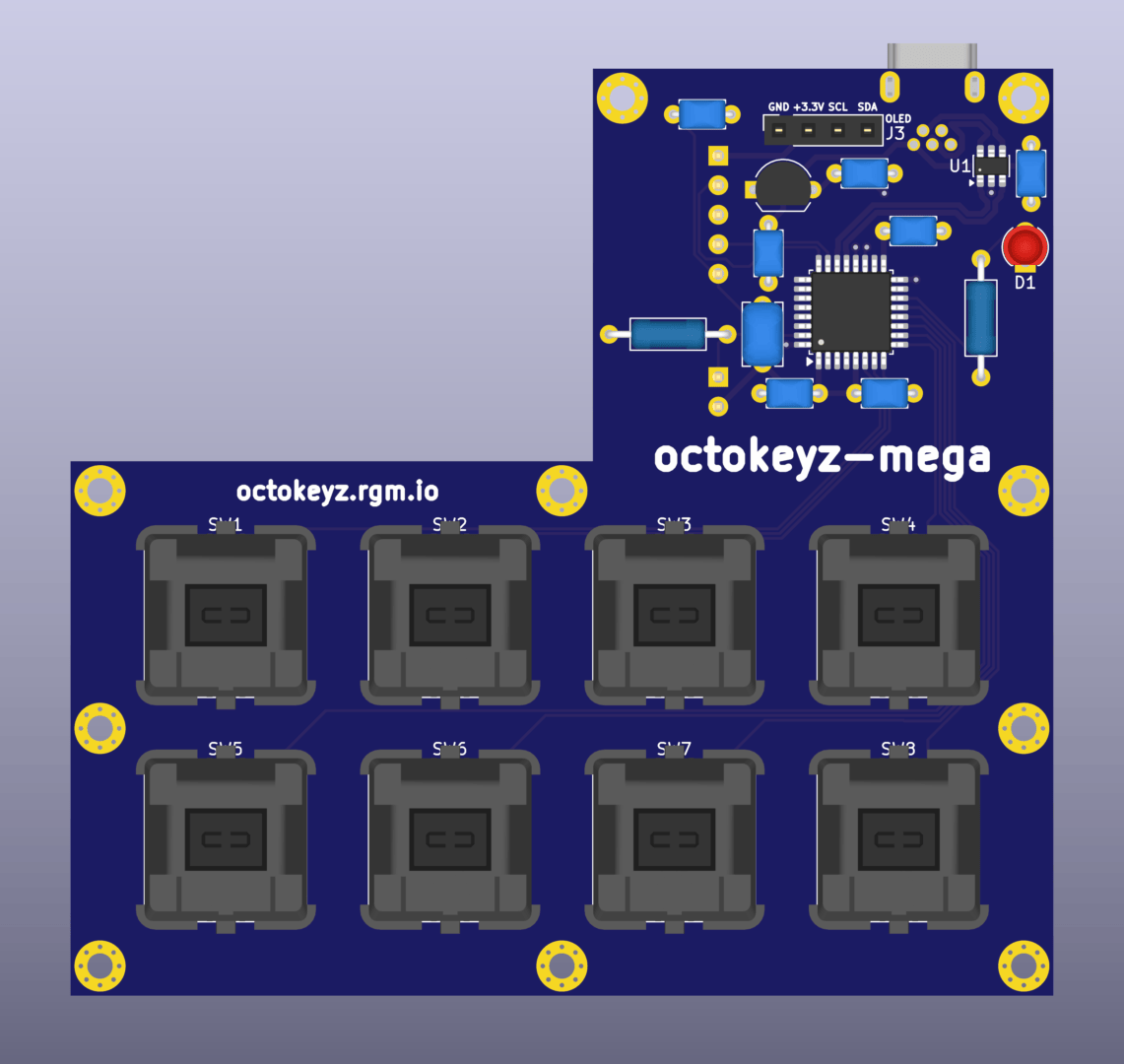octokeyz-mega PCB render